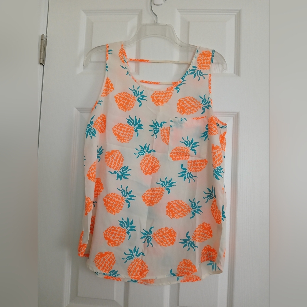 Pink Owl Orange and Teal Patterned Top